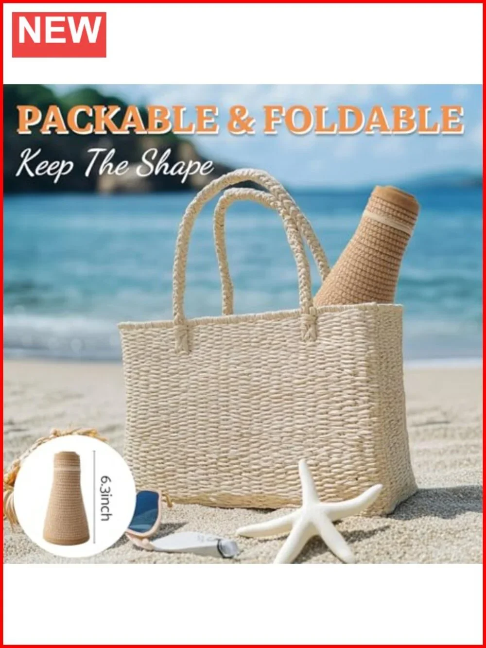 Straw Wide Brim Ponytail Sun Visor Hat for Women, UPF 50+ UV Protection